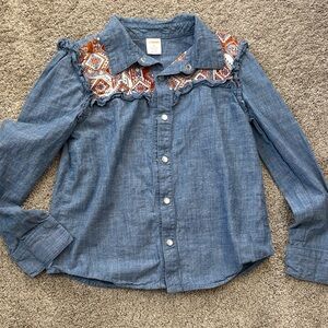 💥Denim Western Ruffled girls shirt